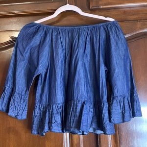 Off shoulder dark blue top